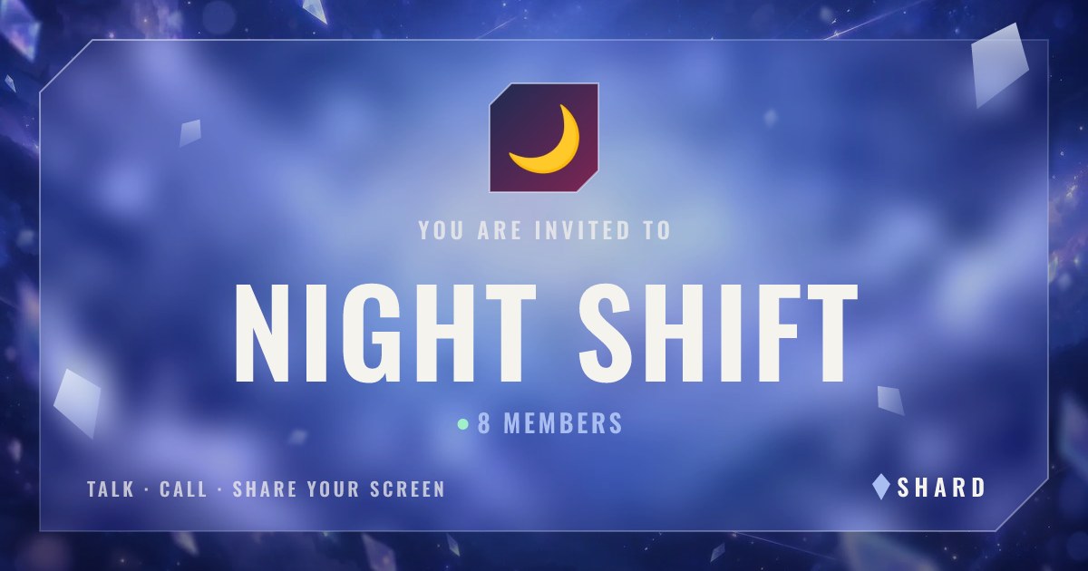 An invitation as a messaging app shows it: the name of the server and how many are in.